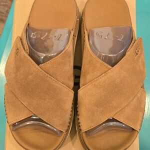 UGG Tan Suede Cross-Band Sandals